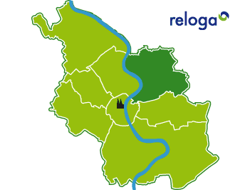 Übersichtskarte des Einsatzgebietes für den Containerdienst Köln-Mülheim